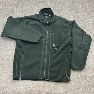 Patagonia Fleece Jacket Mens Large Green Full Zip Outdoors Made USA Vintage 90s